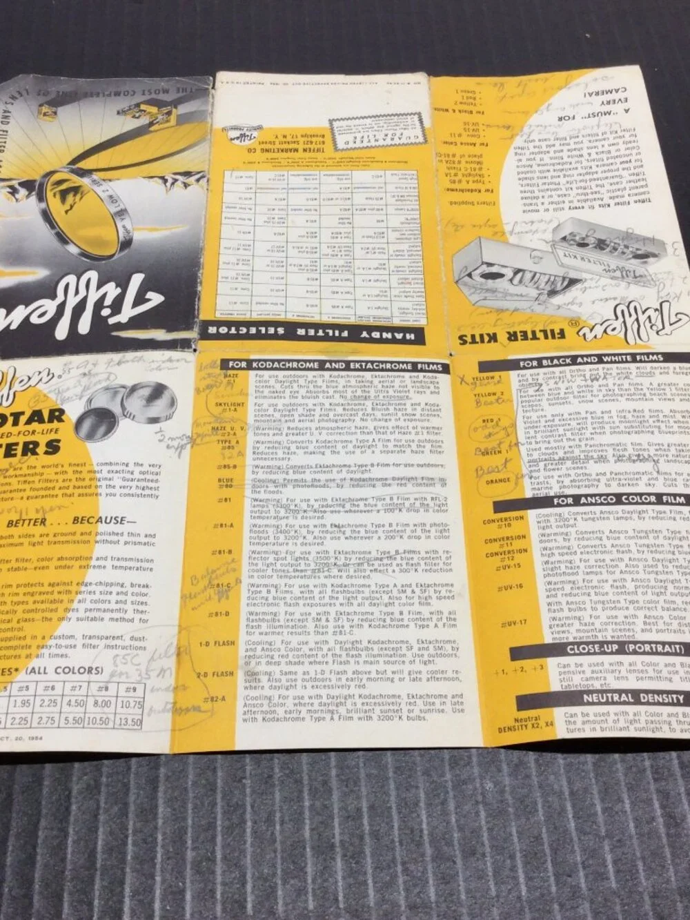 Vintage Tiffen Camera Filter Brochure Catalogue Pre-UPC Era